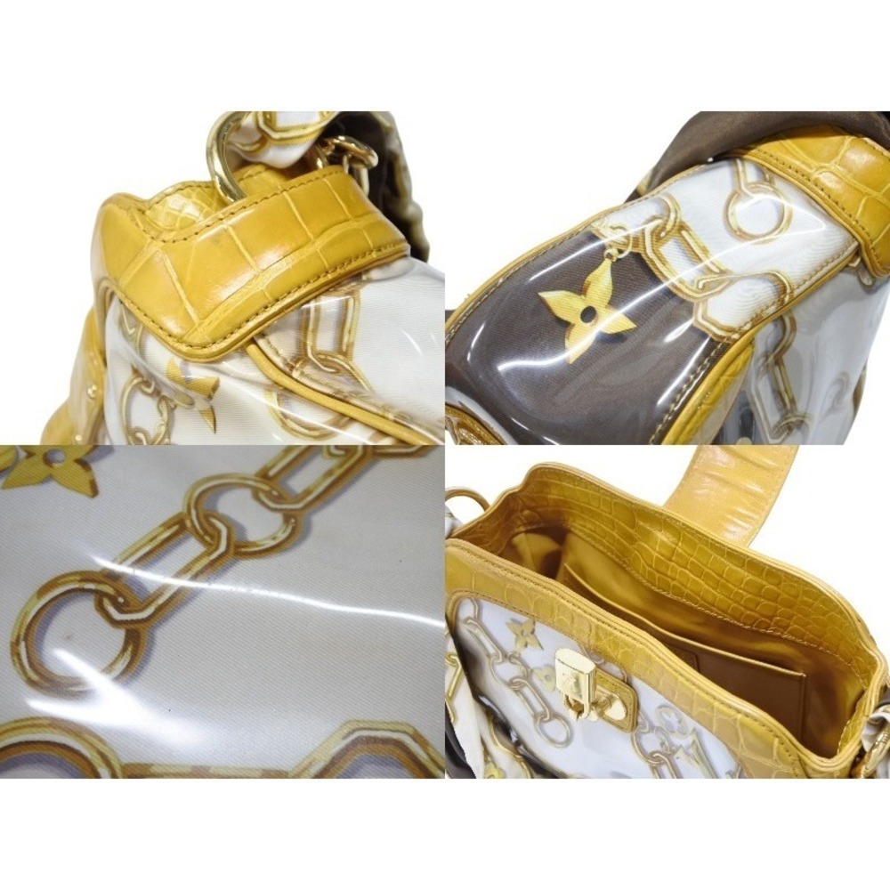 LOUIS VUITTON Sac Fleur Shoulder Bag Tote White Yellow - Picture 8 of 9